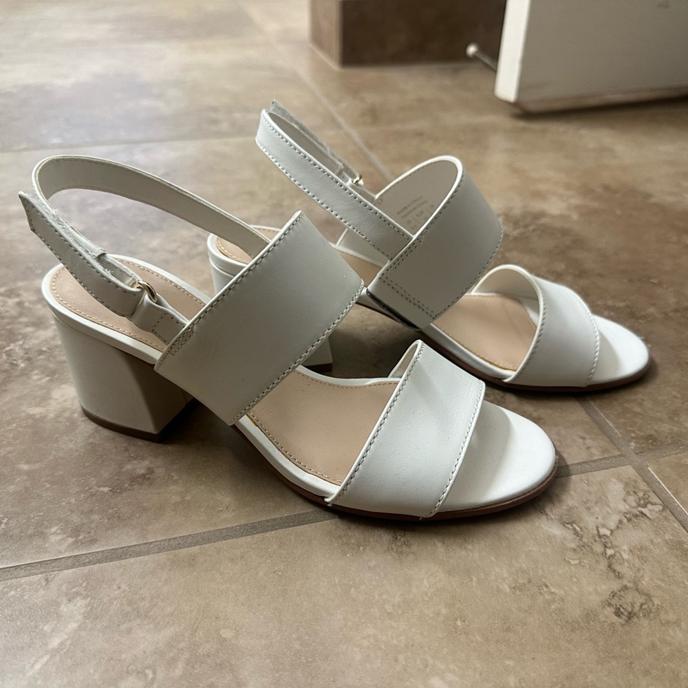 Aldo White Block Heel Sandals 6.5